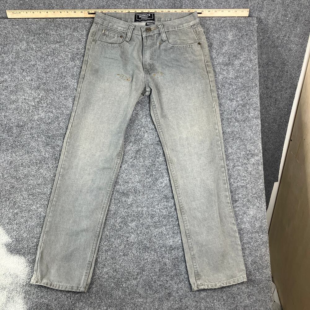 Brooklyn Xpress Jeans Mens Size 30x30 Gray Straight‎ Cotton Denim Casual Pants